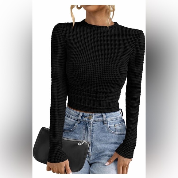 None Tops - 🆕Long Sleeve Waffle Knit Top